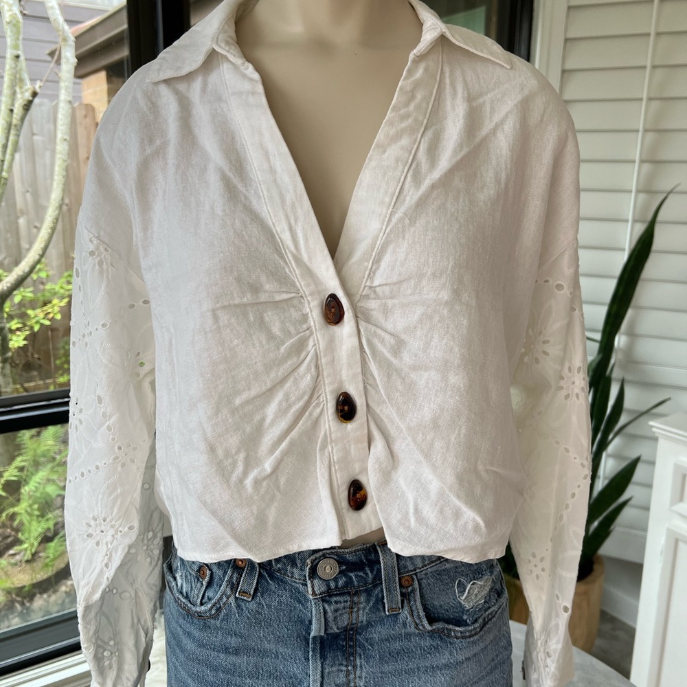 White Button-Up Women's Top
